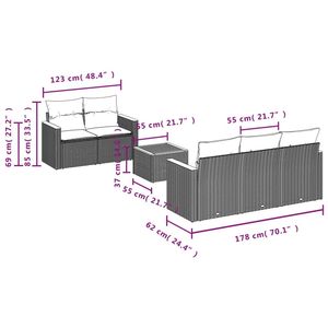 Ensemble de canapés de patio en polyrotin noir, 6 pièces, avec coussins, meubles d'extérieur - Product Image 3