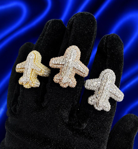 Anillo de Moissanita con Diseño de Avión, Banda Pavé de Cubitos de Hielo, Joyería de Avión, Anillo de Declaración para Mujer, Regalo para Fiesta - Product Image 2