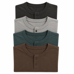 เสื้อยืดแขนยาวทรงเฮนลีย์สำหรับผู้ชาย ผ้าฝ้าย 100% ผ้าถักกันยับ สีพื้น สวมใส่สบาย แห้งเร็ว รับผลิตแบบ OEM ใส่ได้ทุกฤดู - Product Image 3