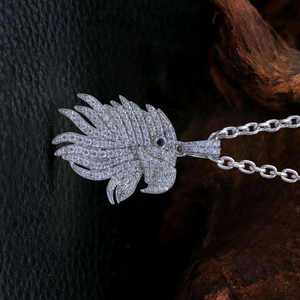 Collier pendentif aigle plaqué argent avec micro-incrustation de cristaux, bijoux de mode hip-hop, charme unisexe - Product Image 3