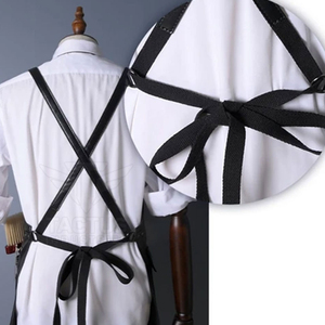 Tablier unisexe en cuir véritable, plusieurs poches, bretelles réglables, respirant, séchage rapide, détection des aiguilles, transfert thermique, vêtements de travail - Product Image 1