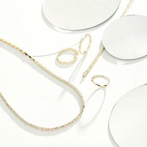 Ensemble complet personnalisé en or massif 10K/14K/18K avec diamants de laboratoire CVD IGI/HPHT taille brillant : collier, bracelet, boucles d'oreilles et bague - Product Image 1