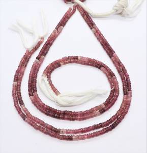 ลูกปัดทัวร์มาลีนสีชมพูทรงรอนเดลล์ขนาด 4 มม. ลูกปัดพลอยทัวร์มาลีนสีชมพูไล่เฉดสี 13 นิ้ว ลูกปัดทัวร์มาลีนทรงรอนเดลล์สีชมพูแบบแตงโม - Product Image 1