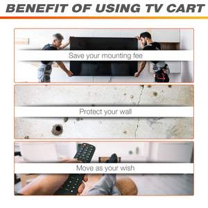 Adjustable 32-65 Inch LCD LED <b>TV</b> <b>Stand</b> Wheels Mobile Portable <b>Rolling</b> Floor <b>TV</b> <b>Cart</b> 132lbs VESA 600*400mm Height Adjustable - Product Image 6