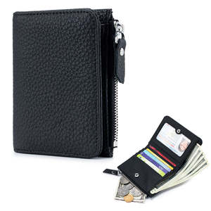 Cartera delgada de cuero genuino para hombre con RFID, cartera corta para mujer, tarjetero, tarjetero con múltiples ranuras para tarjetas - Product Image 1