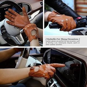 Gants de conduite pour hommes en cuir, gants de conduite sans doigts, gants de course en cuir, gants de sport personnalisés - Product Image 5