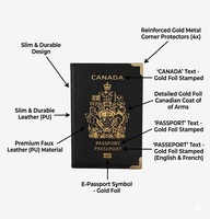 Portefeuille de voyage en cuir PU Wriza pour passeport canadien, avec blocage RFID, porte-cartes d'identité, pour la promotion touristique et les cadeaux d'affaires, noir