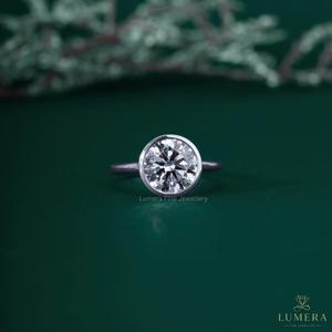 Anillo Solitario de Lujo con Corte Brillante, Chapado en Oro Blanco de 18K, con Diamante Cultivado en Laboratorio con Certificación IGI, Anillo de Compromiso para Mujer, Anillo de Boda - Product Image 1