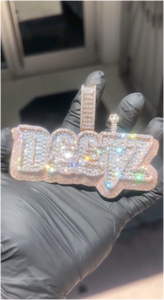 Colgante de Moissanita para Raperos, Personalizado con Nombre, Plata de Ley 925, Corte Baguette, con Letras de Moissanita Engastadas - Product Image 6