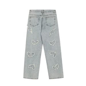 Pantalones vaqueros de mezclilla de estilo casual vintage con logotipo bordado personalizado de la mejor calidad para hombre - Product Image 1