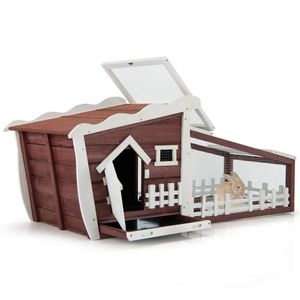 Classica Cuccia per Conigli in Legno di Abete con Vassoio Estraibile, Lussuosa Casetta per Animali Domestici da Interno per Razze Grandi, per Uso Esterno in Villa - Product Image 3