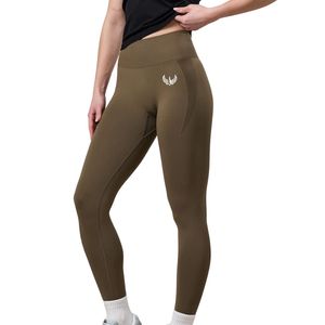 Legging léger marron olive pour femme, coupe compressive, taille haute, extensible, pour l'entraînement, le yoga et les activités sportives - Product Image 1