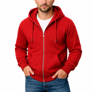 Sweat-shirt à capuche zippé en molleton de coton épais 400 g/m² pour homme, coupe ajustée décontractée, personnalisable avec logo de marque - Product Image 4