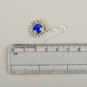 Wholesale Natural Lapis Lazuli Sunflower <b>Dangle</b> <b>Earrings</b> Silver Plated Boho Gemstone Drop <b>Earrings</b> Women Fashion Jewelry Trendy - Product Image 4
