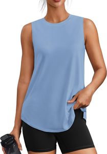 Camiseta sin Mangas de Encaje Casual para Mujer, Cuello Redondo, Tejido Sólido, Transpirable, Ajuste Deportivo, Calidad Premium - Product Image 6