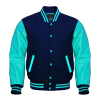 Blouson universitaire personnalisé avec patch brodé en chenille, corps en laine, manches en cuir, vente en gros OEM