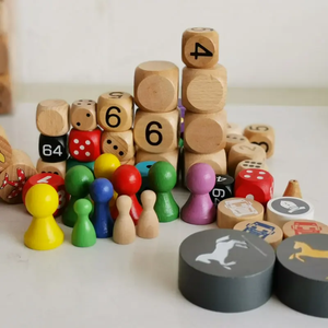 ลูกเต๋าไม้สำหรับงานฝีมือลูกเต๋าพิมพ์ลายเพื่อการศึกษางานไม้ - Product Image 1