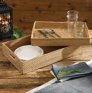 Plateau de service en rotin tressé à la main, décoration de table basse, travail artisanal de haute qualité - Product Image 6
