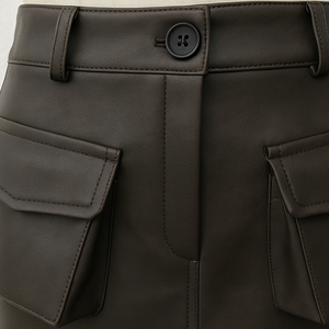 Women's Faux Leather Pleated Mini <b>Skirt</b> Solid Color Shiny Regular Waistline All Seasons Style - Product Image 6