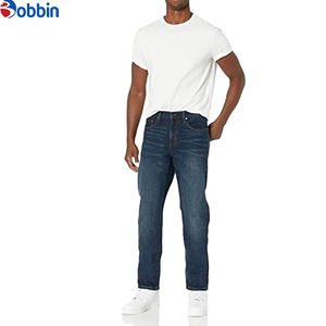 Pantalones Vaqueros de Mezclilla para Hombre, Diseño Personalizado, Cintura Media, Lavados, Ajustados, con Cierre de Cremallera, Estilo Casual, Pierna Recta - Product Image 4