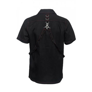 Factory Supplies <b>Men's</b> Gothic Shirt Handmade Black Cotton Button-Up with Red Stitching Wholesale Manufacturer - Product Image 2