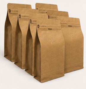 <b>Brown</b> Paper Food Storage <b>Bag</b> With Zipper And One-Way Valve For Coffee <b>Beans</b> Or Snacks - Product Image 5
