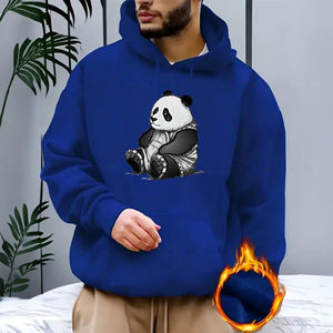 Sudadera con Capucha Roja para Hombre con Estampado de Panda, Bolsillo Delantero, Estilo Casual para Otoño, Transpirable, Corte Regular, 100% Algodón Tejido - Product Image 4