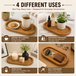 Plateau de service de mariage de luxe en bois d'acacia rustique, fait main, peint à la main, forme ovale - Product Image 2