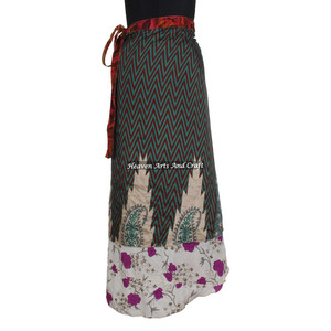 2026 Fashion Women's Silk <b>Wrap</b> <b>Skirt</b> Style Indian Vintage Magic <b>Wrap</b> Silk Sari <b>Skirt</b> Women Two Layer Silk Sari Magic Sarong - Product Image 1