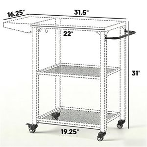 Carrello Barbecue da Esterno con Griglia e Ripiano Portaoggetti - Prodotto per Isole e Carrelli da Cucina - Product Image 6