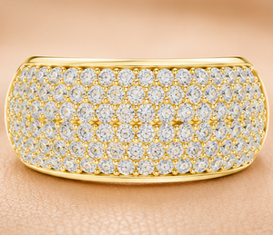 Premium Pave Diamond Dome <b>Ring</b> for Women in Yellow White Rose <b>Gold</b> Luxury Statement <b>Cocktail</b> Jewelry Gift - Product Image 4