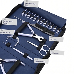 Kit d'application avancé pour extensions capillaires : Pince à perles I-Tip, Outil de pose pour extensions adhésives, Coupe-fil, Aiguille à crochet, Peigne, Pinces de sectionnement - Product Image 4