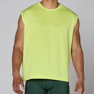 OEM Custom Color Sporty Men's Gym <b>Vest</b> Tank <b>Tops</b> <b>Longline</b> Crew Neck 100% Polyester High Quality Anti-Pilling Quick Dry - Product Image 5
