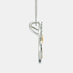 Collier pendentif cœur bicolore mère et enfant avec diamant de laboratoire - Product Image 4