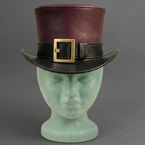 Premium quality custom made Handmade Leather Top <b>Hat</b> with Buckle, <b>Steampunk</b> Victorian Gothic Cosplay <b>Hat</b> - Product Image 4