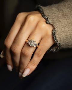 Igi/gia แหวนแต่งงานสีเหลืองทอง14K ปลูกแบบวินเทจเพชรมรกตเหมาะสำหรับเป็นของขวัญครบรอบและปาร์ตี้ - Product Image 4