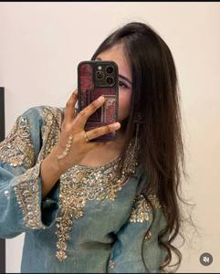 Ensemble Anarkali en soie brodée bleu clair avec dupatta, tenue de mariage traditionnelle indienne et pakistanaise pour femmes, longueur au sol, taille régulière - Product Image 3