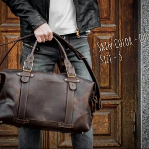 กระเป๋าเดินทางหนังสไตล์เรโทร กระเป๋าถือขนาดใหญ่ ใส่ของได้เยอะ พกพาสะดวก กระเป๋าเดินทางขึ้นเครื่องบินได้ มีช่องใส่พาสปอร์ตด้านนอก ซิปทำมือ - Product Image 1
