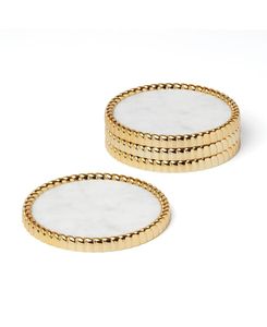 Elegant Modern Metal Reusable Drink Coasters Set with Tray and Bottle Holder for Bar and Coffee <b>Table</b> - Product Image 5