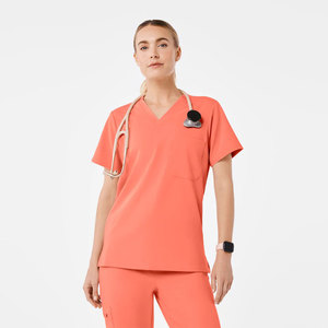 Conjunto de Uniforme Médico para Mujer al por Mayor, Cuello en V, Manga Corta, Uniforme de Enfermería, Ropa de Trabajo para el Sector Sanitario, Suministro OEM Personalizado con Diseño a Medida - Product Image 1