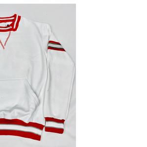 Sweat-shirt blanc à col rond pour homme, rayures rouges et grises, poche, décontracté, hiver, pull en maille, polyester/coton - Product Image 6