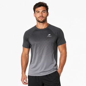 T-shirt de sport pour homme personnalisé à séchage rapide, sublimation dégradée, respirant, avec empiècements en mesh, pour fitness, entraînement et course à pied - Product Image 4