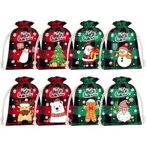 Sacs cadeaux de Noël 2026 réutilisables imprimés en jute avec poignée en corde et cordon de serrage pour le shopping - Product Image 4
