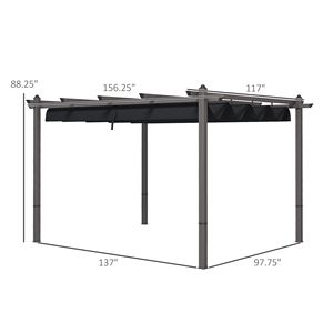Pergola Moderna 10x13 in Alluminio Grigio con Tettoia Retrattile Impermeabile per Giardino, Patio, Villa o Parco - Product Image 3