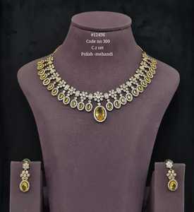 12436Red Oval Cubic Zirconia <b>Necklace</b> and Earring <b>Set</b> <b>Silver</b> Mehandi Tone Fashion Jewelry <b>Set</b> for Wedding Party Gift Wear - Product Image 6