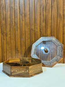 Vintage Style Wooden Masala <b>Box</b> with Spoon Traditional <b>Spice</b> Organizer - Product Image 5