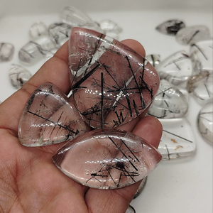 Black Rutile Loose Cabochon Healing <b>Crystal</b> Quartz With Different Shapes Loose Gemstone Chakra Spiritual Reiki <b>Raw</b> - Product Image 1