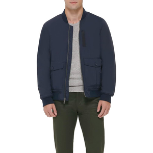 Veste bomber tendance, dernière collection, couleur unie, polyester, col montant, poches sur les manches, pour homme, avec logo personnalisé. - Product Image 1