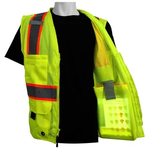 Gilet de sécurité réfléchissant personnalisable avec logo, haute visibilité, poches pour travaux de construction - Product Image 5