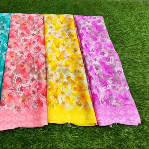 Sari moderno de georgette con blusa estampada, sari elegante para fiestas, proveedor mayorista de exportación - Product Image 1